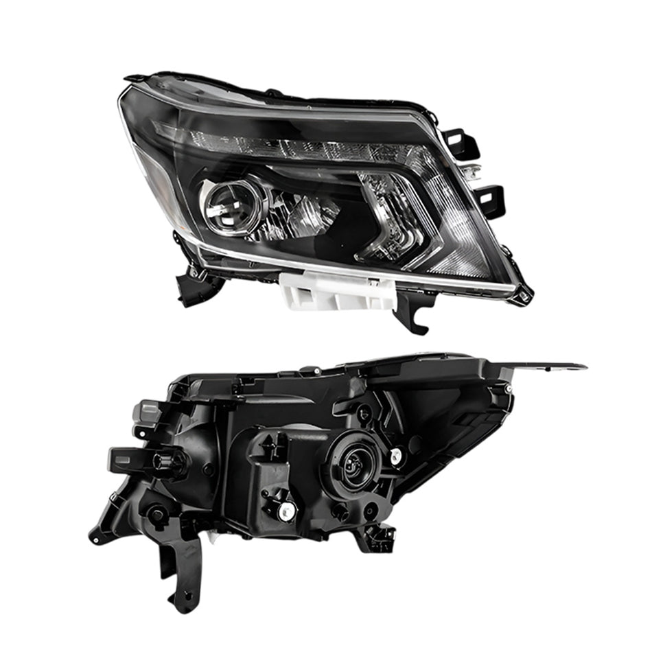 Nissan Navara D23 NP300 (2015 - 2021) Black LED OEM Style Headlights LH + RH