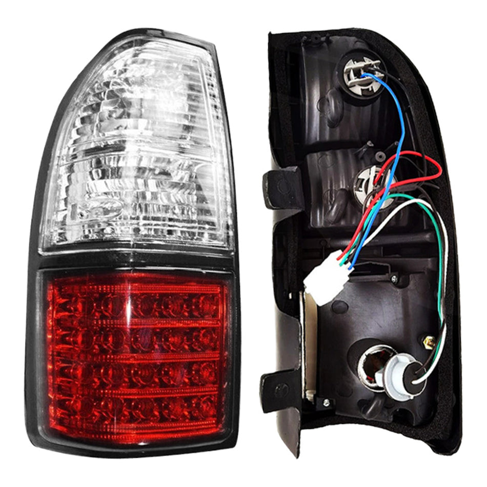 Toyota Prado 90 Series (1999 - 2002) Clear and Red LED OEM Style Tail Lights LH + RH