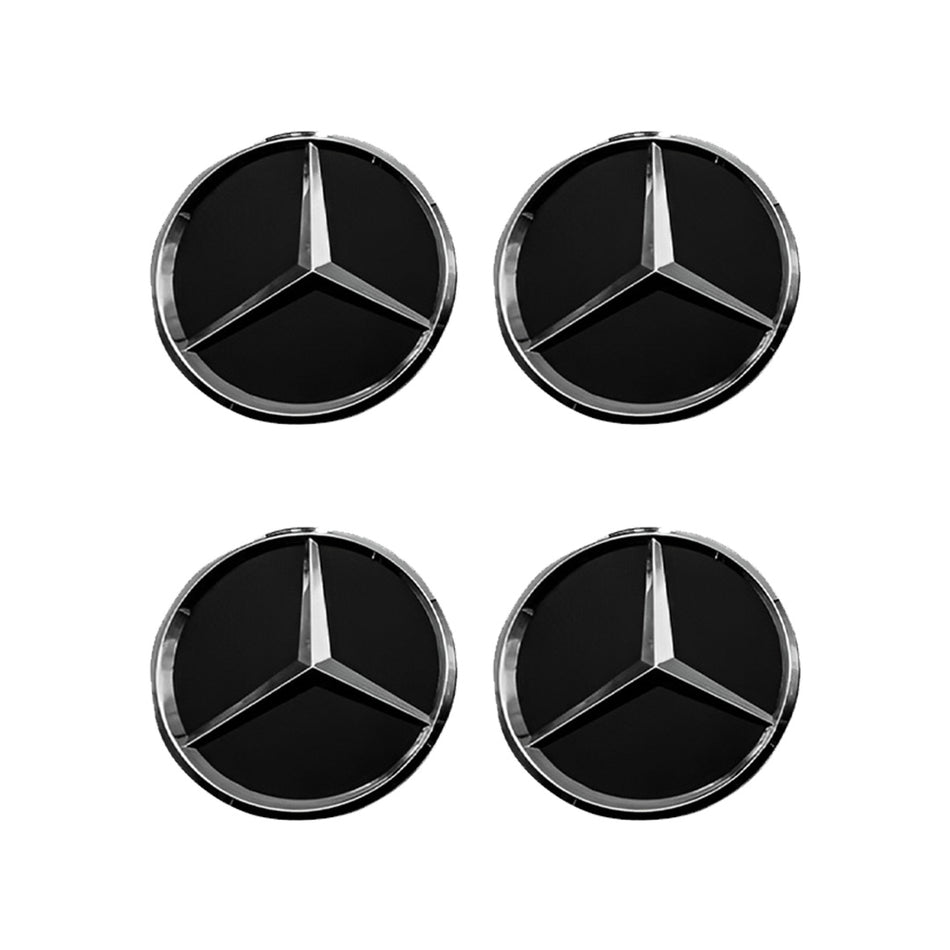 Mercedes-Benz A-Class W168 / W169 / W176 (1998 - 2015) 4 Pcs. 75mm Black Wheel Centre Caps