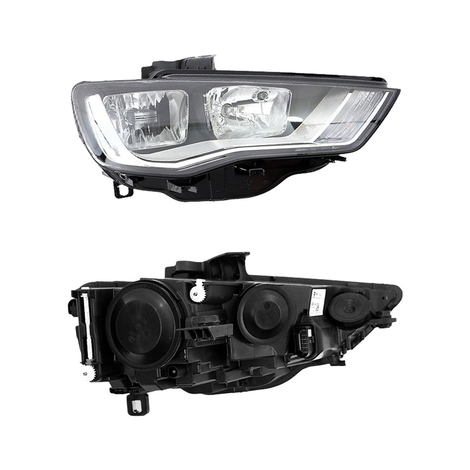 Audi A3 8V (2013 - 2016) Clear Black Halogen Genuine Headlights LH + RH