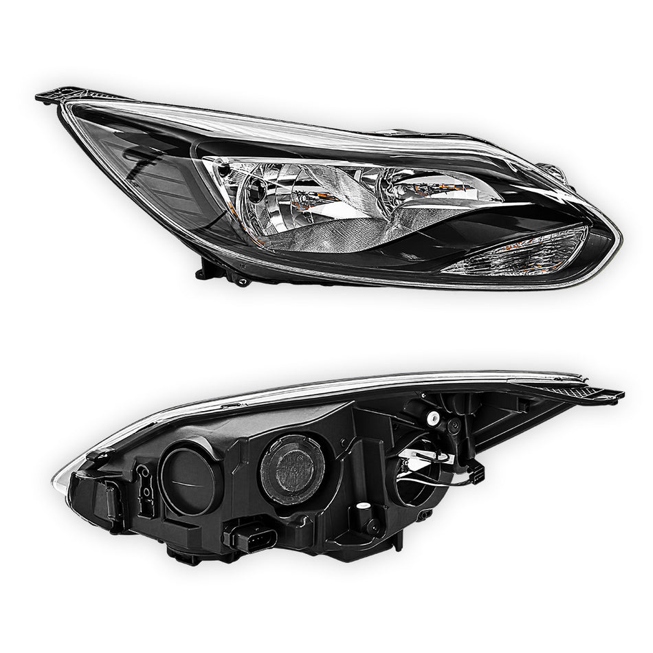 Ford Focus LW (2011 - 2015) Black Halogen Headlights LH + RH