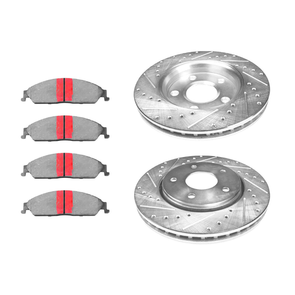 Ford Territory SX / SY / SZ (2004 - 2012) Front Drilled and Slotted Brake Rotors and Brake Pads LH + RH