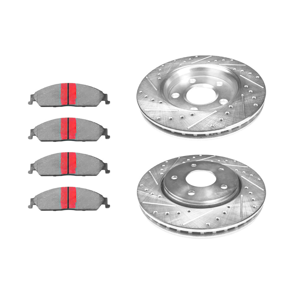 Ford Territory SX / SY / SZ (2004 - 2016) Rear Dimple Drilled and Slotted Brake Rotors and Brake Pads LH + RH