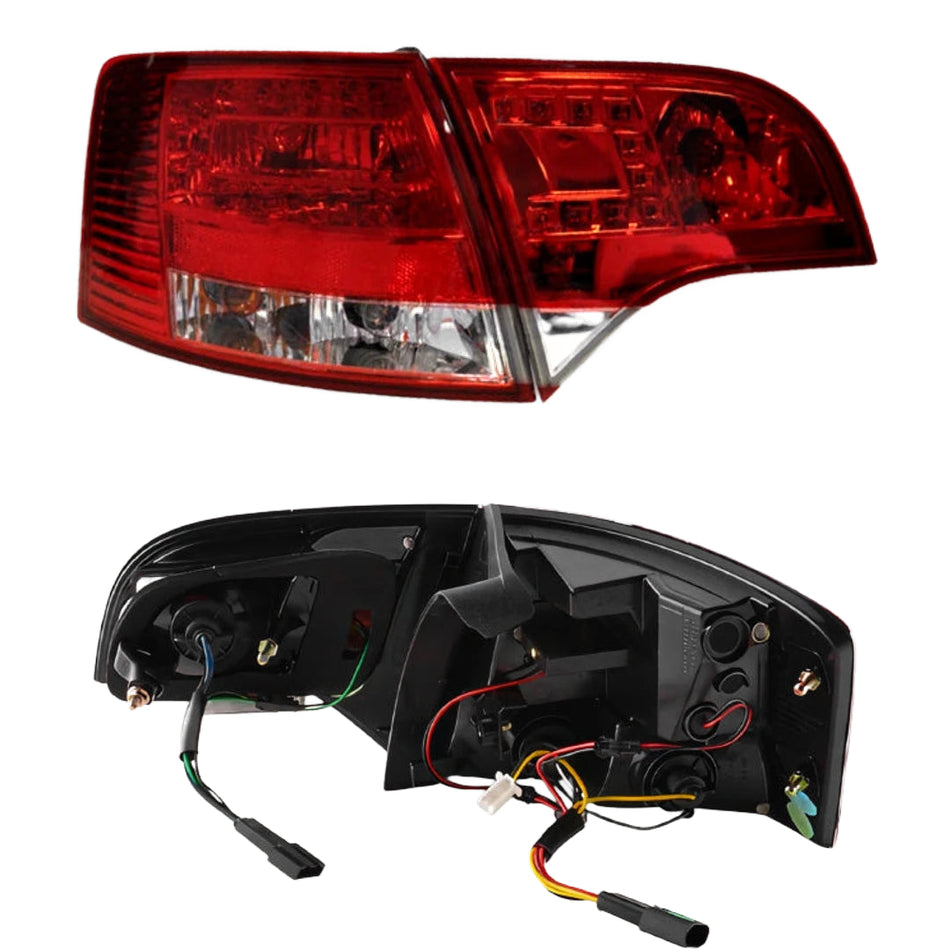 Audi A4 B7 (2005 - 2008) Clear Red LED Tail Lights LH + RH