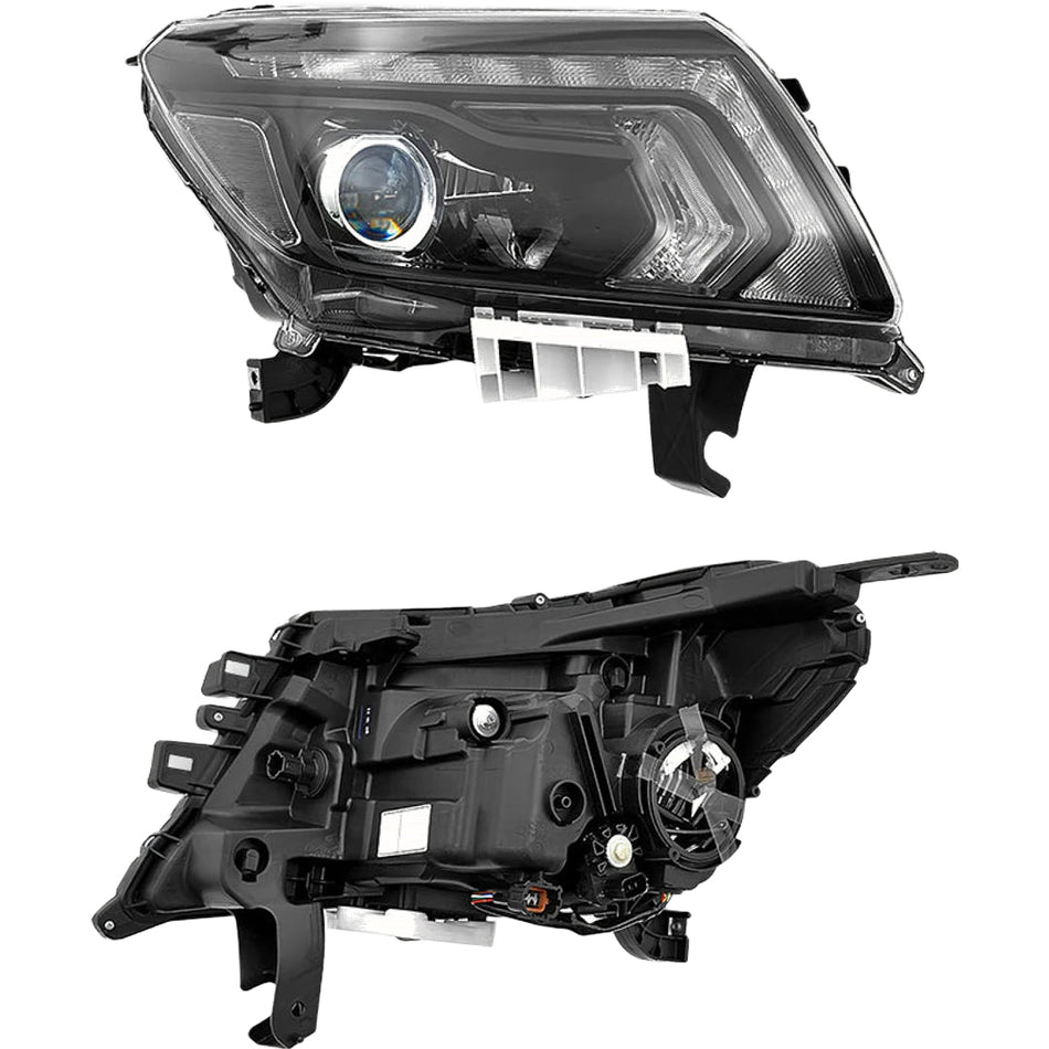 Nissan Navara D23 NP300 (2017 - 2021) Black LED OEM Style Headlights LH + RH